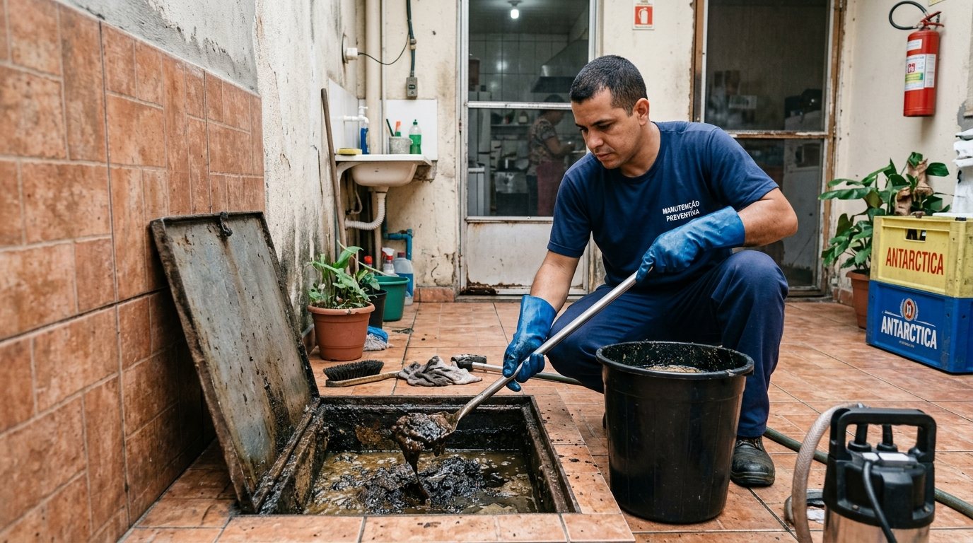 Limpeza de Caixa de Gordura com Equipe em Curitiba‑PR